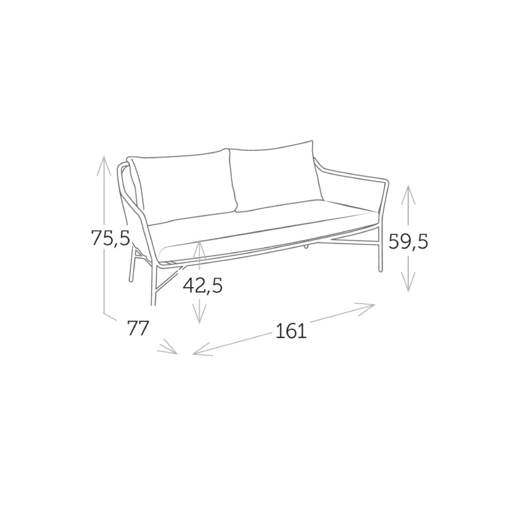 Rio 2-Seater Sofa - Black | Dark Grey