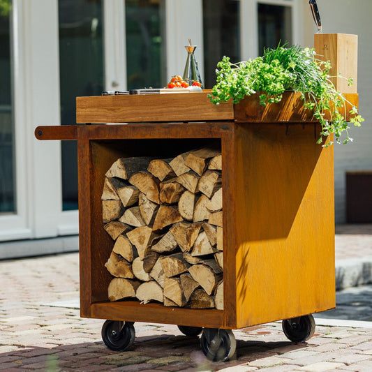 Mise en Place Table Corten 65 PRO Teak Wood
