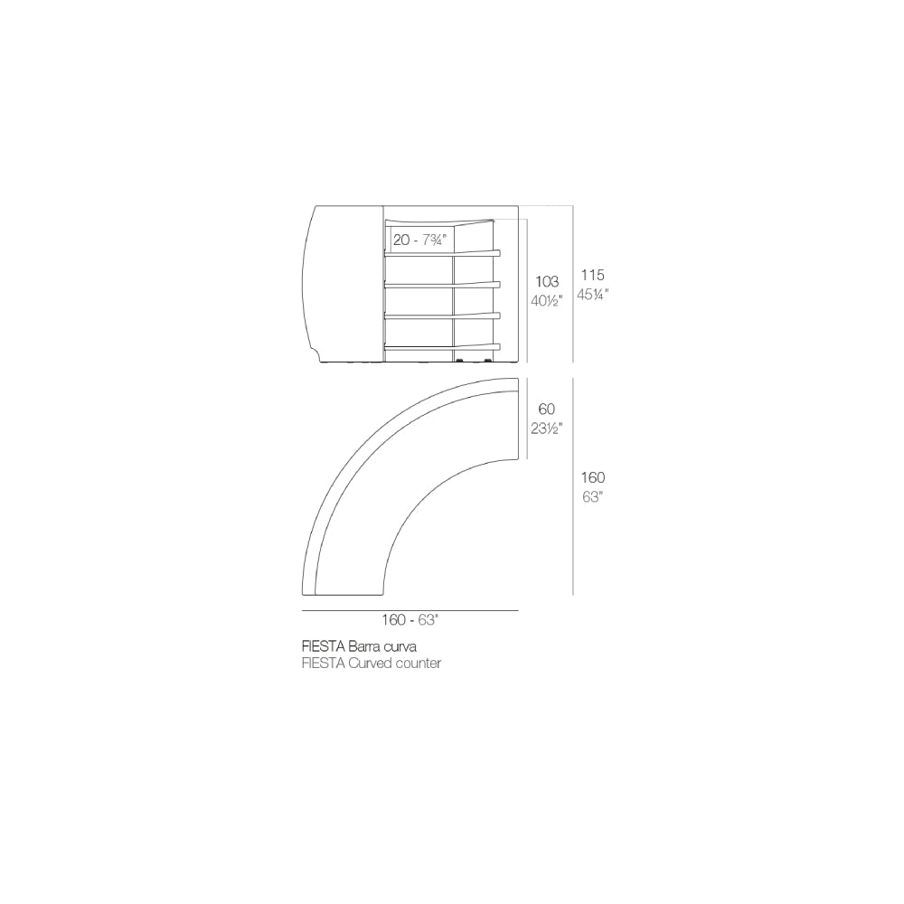 Fiesta Curved Bar Top - Gray
