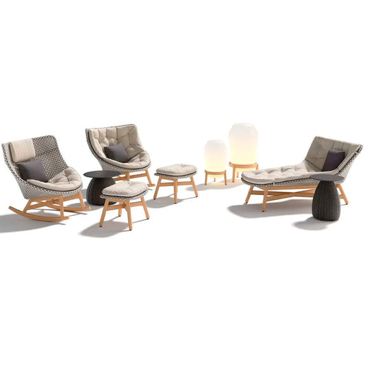 Mbrace Rocking Chair with Teak Base - Pepper