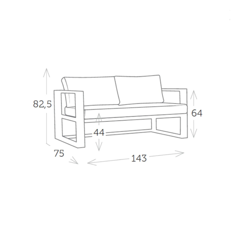 Belluno 2 Seat Sofa with Cushions - White