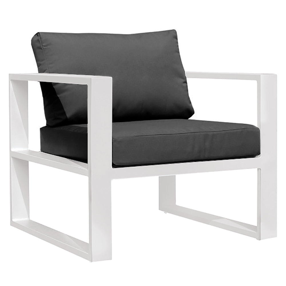 Belluno Armchair with Cushions - White gray