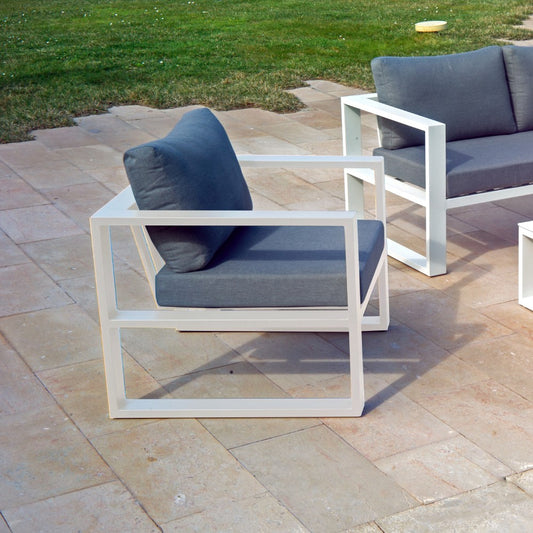 Belluno Armchair with Cushions - White gray