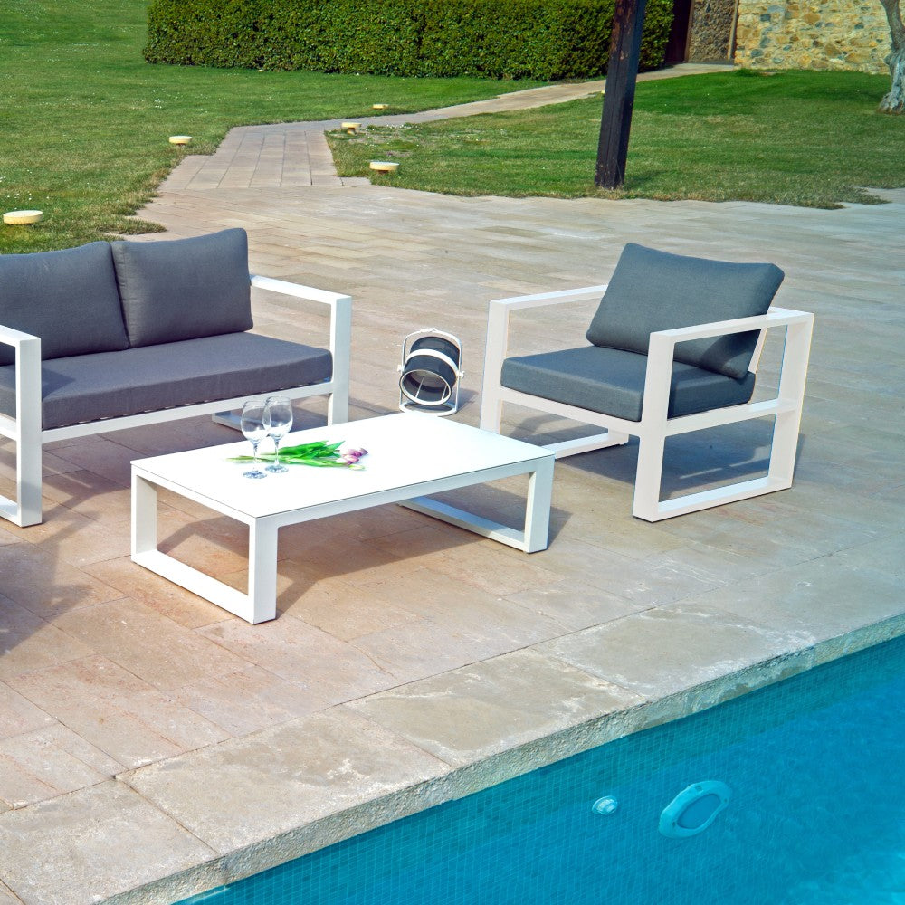 Belluno Armchair with Cushions - White gray