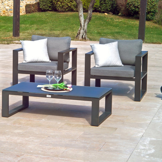 Belluno Armchair with Cushions - Charcoal gray