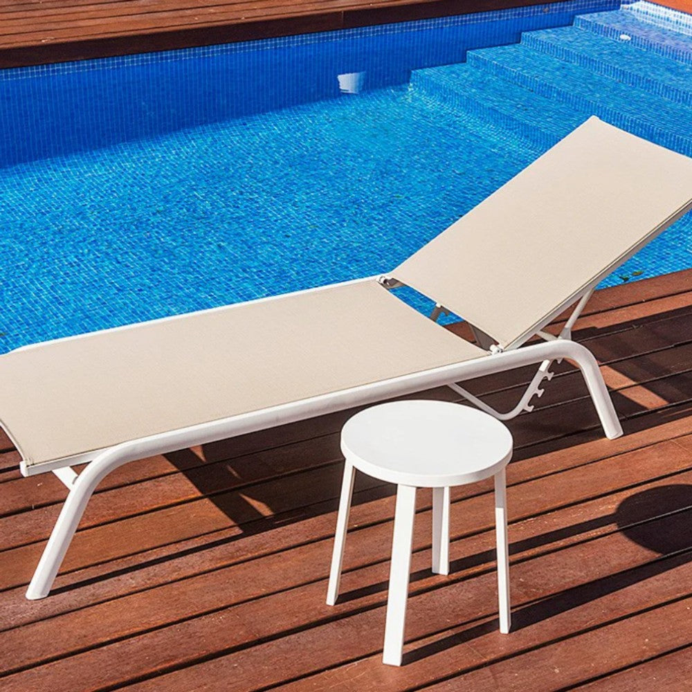 July Stackable Sunlounger - White|khaki