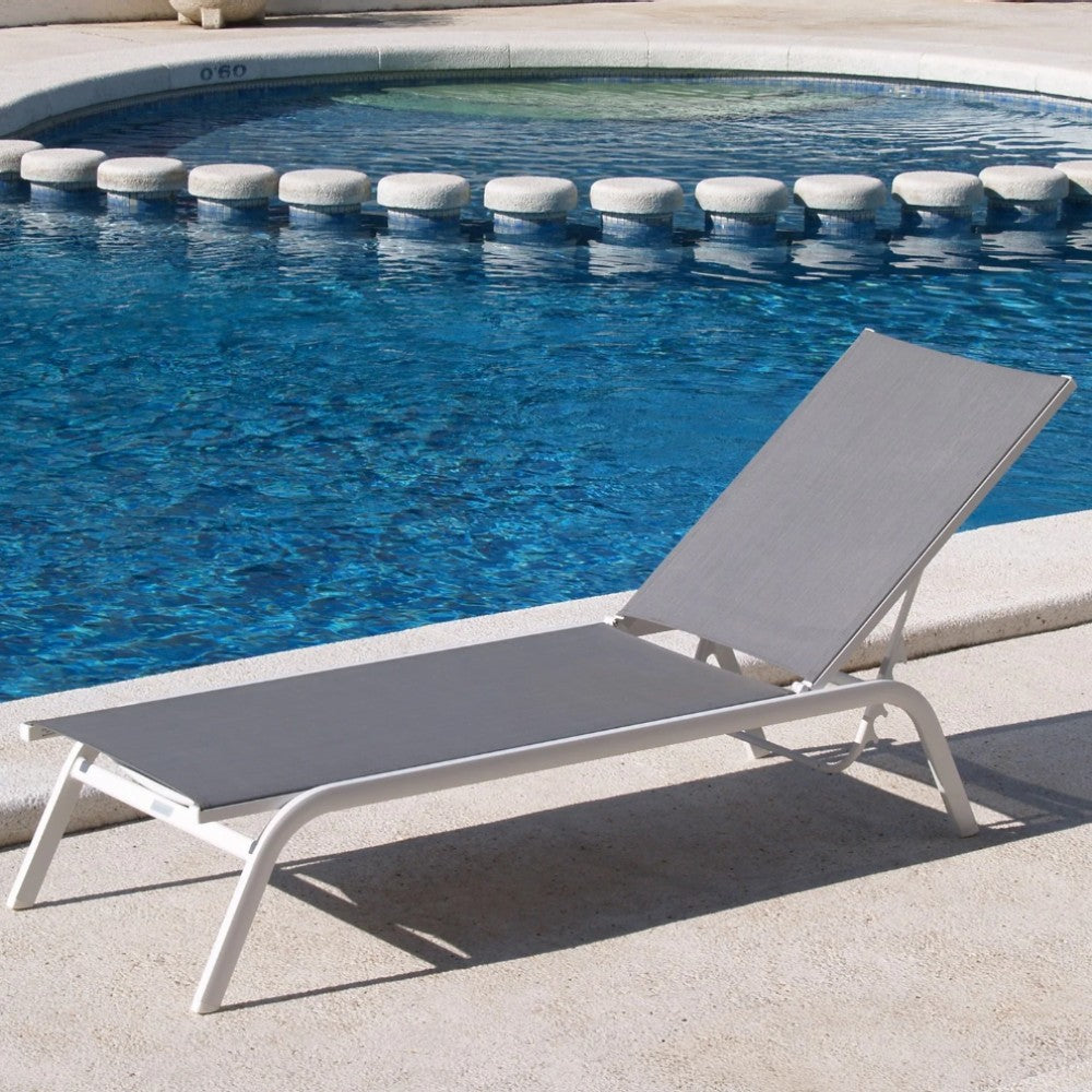 July Stackable Sunlounger - White|Silverblack