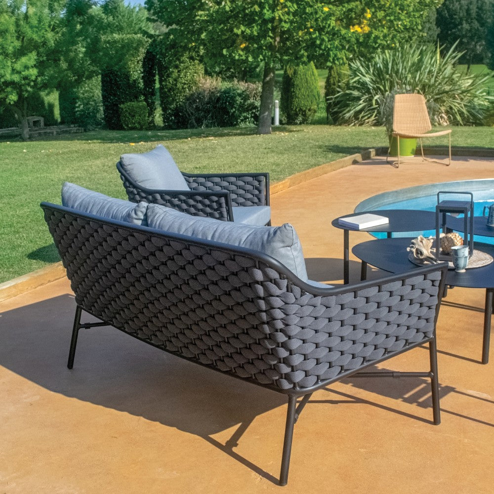 Rio 2-Seater Sofa - Black | Dark Grey