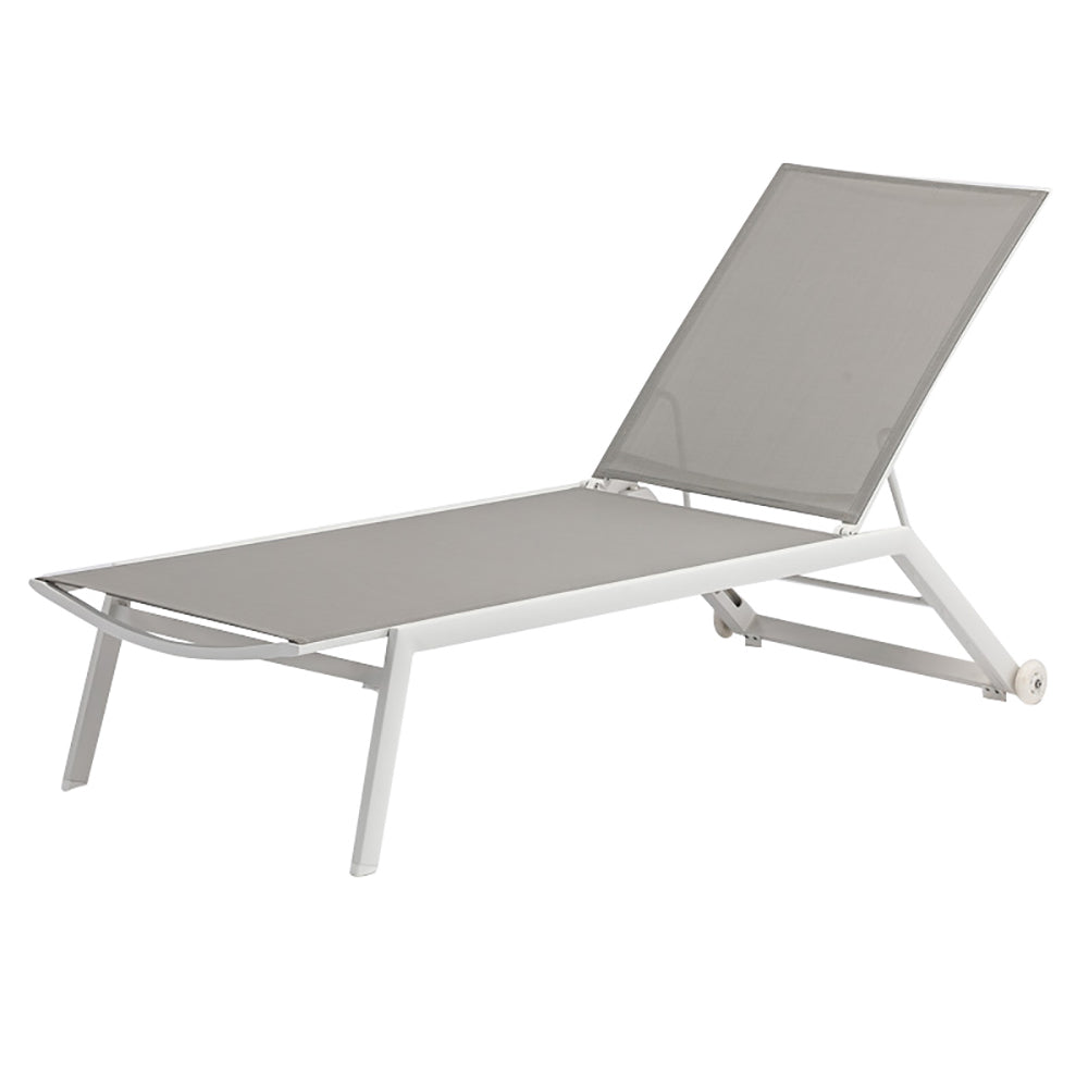 Cannes Stackable Sunlounger - White|Khaki