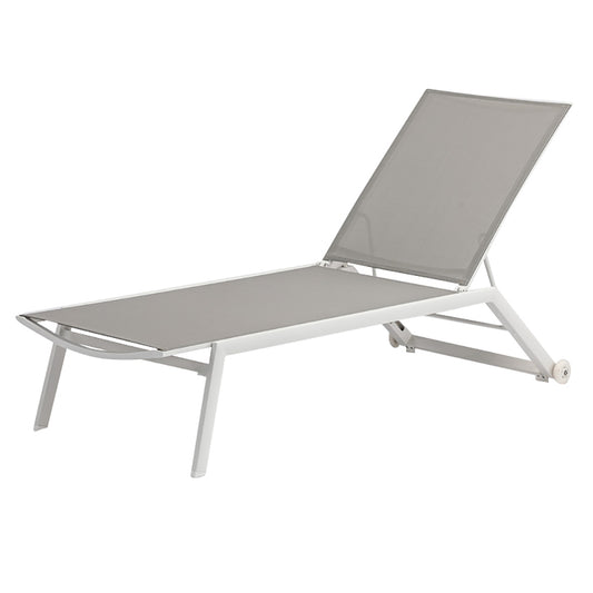 Cannes Stackable Sunlounger - White|Khaki