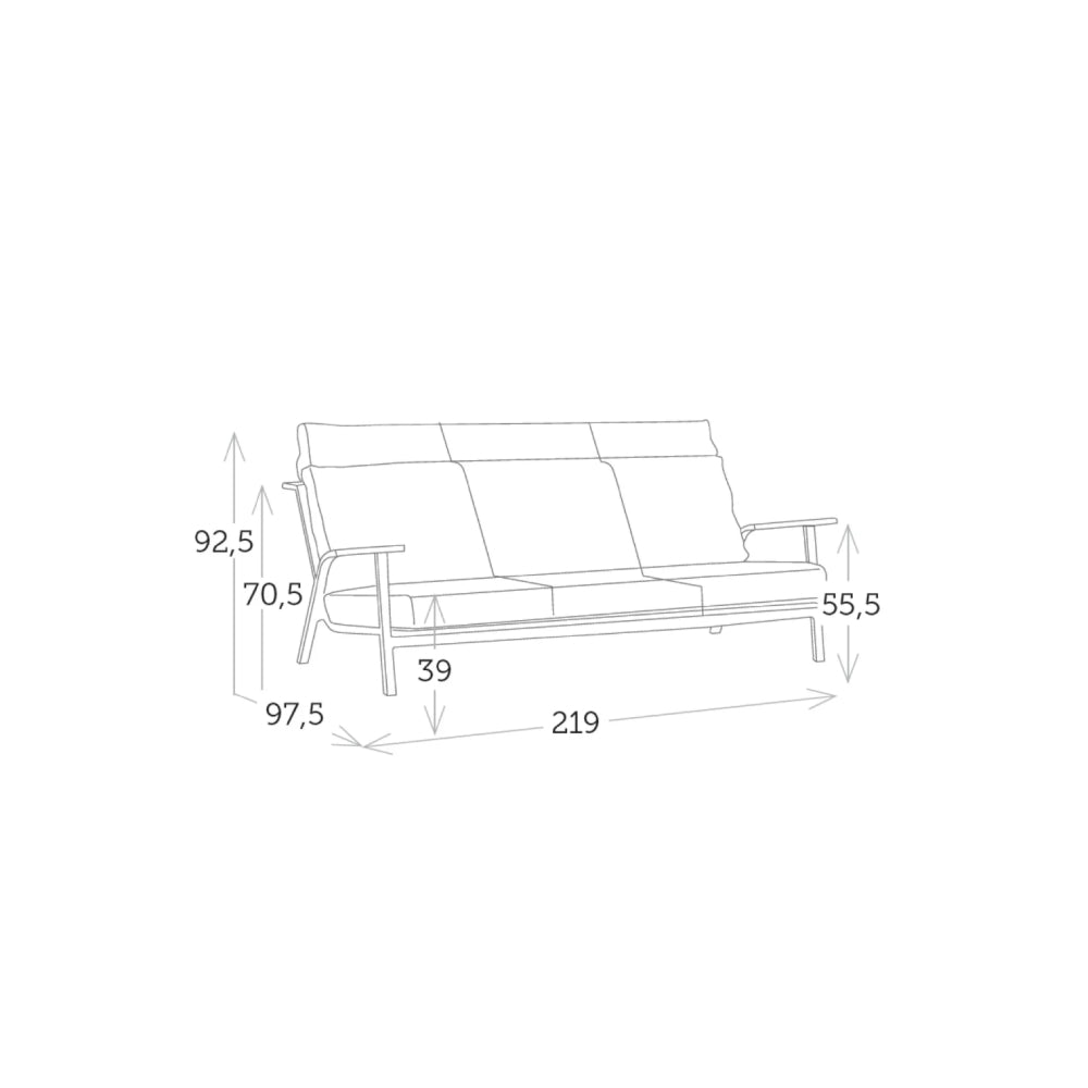 Dandy 3 Seat Sofa - White|Grey