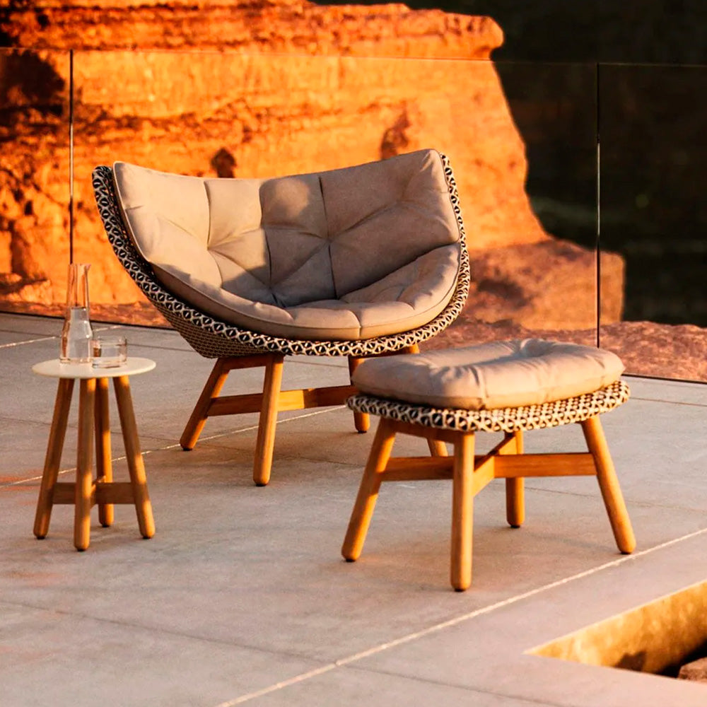 Mbrace Footstool with Teak Base - Pepper
